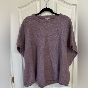 NWOT‎ Women’s LOFT Purple Lavender Sweater Poncho Boho Boxy. Size XS/S.